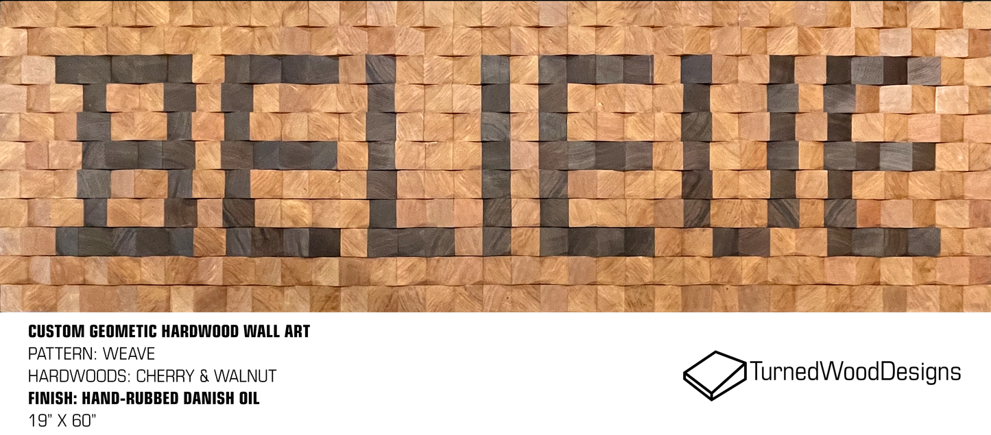 "BELIEVE" Mixed Hardwood Rectangle Wall Art
